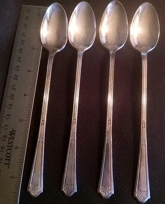 Florentine Ice Tea/Ice Cream Silver Plated Vintage Spoons 4) 7.5 In. - Image 1 of 4