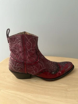 Mark Nason Botas de Cuero Rojo para Mujer 6 Tobillo Rosas Rocker Vero Cuoio Italia Boho Foto 1 de 4