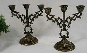 Vintage Kerzenständer Messing Kandelaber Made in Italy 3 Etagen 5" hoch 2er Set - Bild 1 von 9