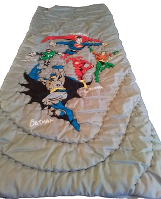 Saco de dormir Pottery Barn Justice League para niños blanco poliéster superhéroes 57x26" Foto 1 de 4