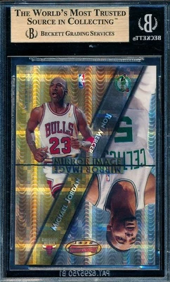 MICHAEL JORDAN 1997-98 BOWMAN'S BEST MIRROR IMAGE ATOMIC REFRACTOR BGS 9.5 #MI1! - Image 1 of 3