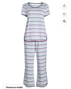 Joyspun Womens Sleep Tee and Pants Pajama Set 2-Piece Sz 2x Stripes Lightweight  - Picture 1 of 4