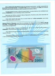 2000 LEI RUMANISCHE NATIONALBANK POLYMER LIMITIERTE EDITION. - Bild 1 von 1
