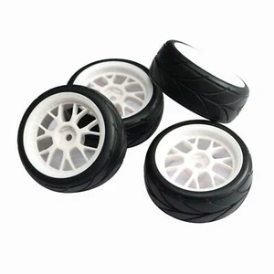 4pcs 12mm Hub Wheel Rim Soft Rubber Tires Tyres for 1/10 RC On Road Touring Car - Picture 1 of 6