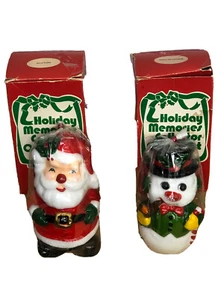 Set of 2 Santa And Frosty Candles 6” tall - 1982 With Box - Picture 1 of 4