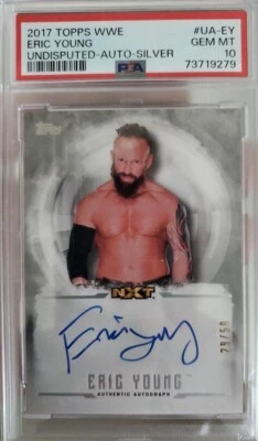 2017 WWE UNDISPUTED AUTOGRAPH SILVER ERIC YOUNG 29/50 POP 1 PSA 10 ♨️♨️ - Image 1 of 2