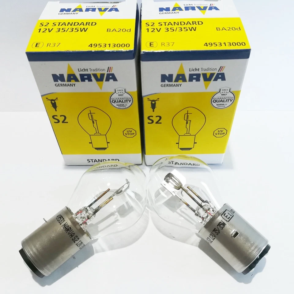 2x S2 Bilux- Lampe 12V 35/35W  ( Sockel BA20d ) NARVA- German technologie #49531