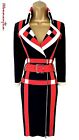 Karen Millen Size UK 10 VINTAGE CHECK BELTED ZIP COAT DRESS IN RED WHITE BLACK