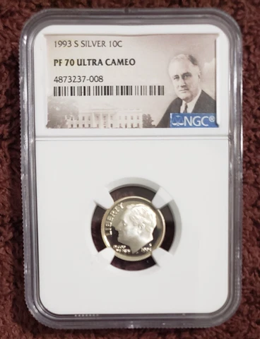 1993-S 10c SILVER LEFT OR RIGHT PATRIOT LABEL ROOSEVELT DIME NGC PF 70 ULTRA C Cover