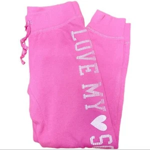 SO Hot Pink Perfectly Soft Glittery Track Graphic Text Sweatpants - Picture 1 of 4