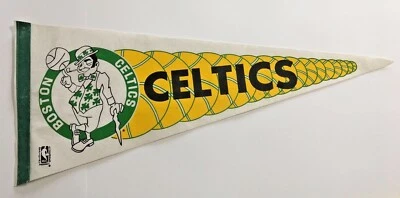 1980s BOSTON CELTICS Leprechan 30" Pennant Bird, McHale, Parrish, Garden, NBA - Image 1 of 4