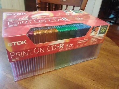 New 50 Pack 80min. TDK Print On CD-R In Color Cases... FREE SHIPPING - Image 1 of 2