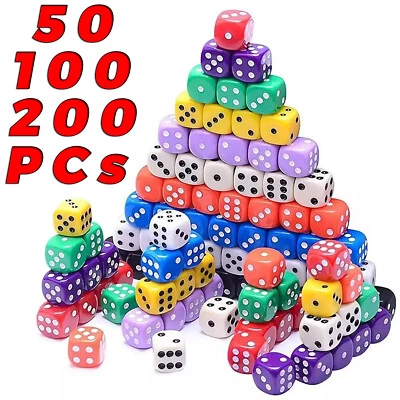 Six Sided Spot Dice Opaque 10mm 16mm D6 RPG for Ludo Monopoly Board Games 50-200 - Image 1 of 4