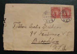 SCHWEDEN 1917 Zensierter Brief nach USA - WWI - Bild 1 von 2