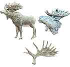 Set Of 3 Moose/Antler Handcrafted From English Pewter Pin Badges Tsb-A47,A57,A27