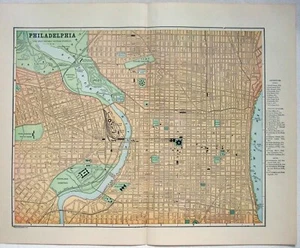 Central Philadelphia - Original 1895 City Map by Hunt & Eaton. Antique - Picture 1 of 4