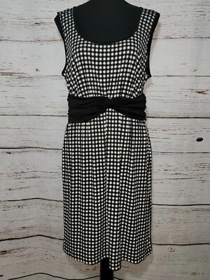 Vestido Studio M para mujer negro geométrico blanco estampado sin mangas hasta la rodilla talla XL Foto 1 de 4