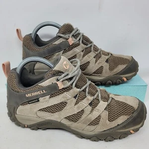Merrell Alverstone Aluminum Grey Brown Hiking Shoes Womens Sz 7 Waterproof - Picture 1 of 9