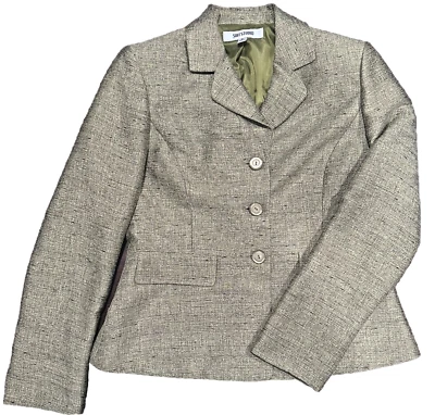 TRAJE DE COLECCIÓN ESTUDIO, Mujer Chaqueta Blazer Verde Tweed Tres Botones Frontales, Talla 6 (CL-1) Foto 1 de 4