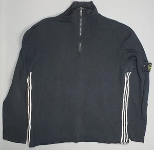 Maglione maglione Stone Island 1/4 zip blu maglia a righe taglia 2XL - S/S 2005 - Foto 1 di 6