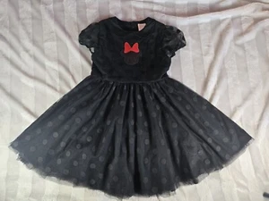 Disney Store Minnie Mouse Black Polka Dot Tulle Sequin Party Dress Size 7/8 - Picture 1 of 14