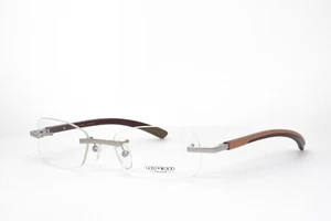 GOLD AND WOOD Rimless Eyeglasses Natural Wood RO 04 09 SV35 Brand New 51-18 - Picture 1 of 5