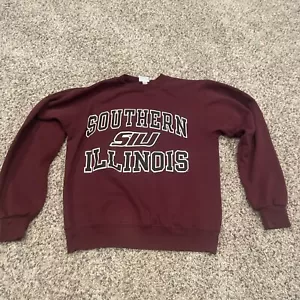 Southern Illinois Salukis Sweatshirt Mens Small Maroon Spell Out Crewneck NCAA - Picture 1 of 4