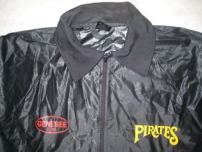 Vintage PITTSBURGH PIRATES Genesee Beer New York Black Rain Jacket Coat USED XL - Image 1 of 4