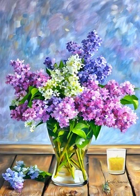 Artist Trading Card 2.5 x 3.5 ACEO Spring Lilacs Print of Digital Painting - Image 1 of 3