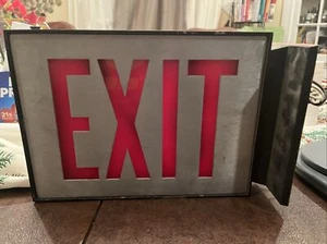 VINTAGE METAL EXIT SIGN P-4044 MC PHILBEN BROOKLYN NY ELECTRIC MOUNTED UNTESTED - Picture 1 of 8
