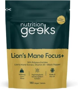 Lions Mane Supplement 4000mg with Vitamin B1 & Black Pepper, 180 Vegan Tablets - Picture 1 of 5