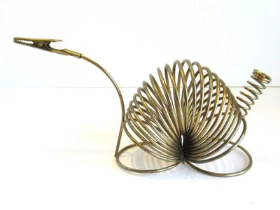 Vintage Brass Metal Coil Animal Letter/Pencil Holder Dinosaur? 7.25" Long - Image 1 of 4
