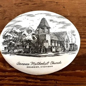 Placa Ovalada De Colección “Iglesia Metodista Genesee” Genesee Michigan 4.25” X 3.25” - Imagen 1 de 5