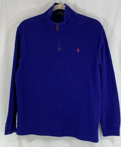 Polo Ralph Lauren Mens XL Quarter Zip L/Sleeve Cotton Pullover Sweater Blue - Picture 1 of 9