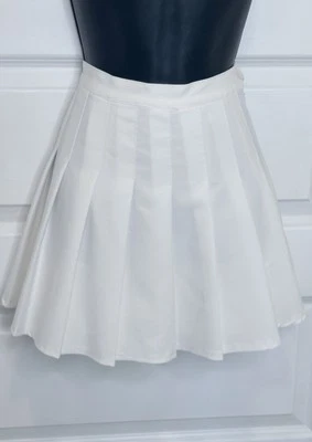 Falda de tenis plisada de cintura alta blanca con pantalones cortos Kawaii para mujer Foto 1 de 4