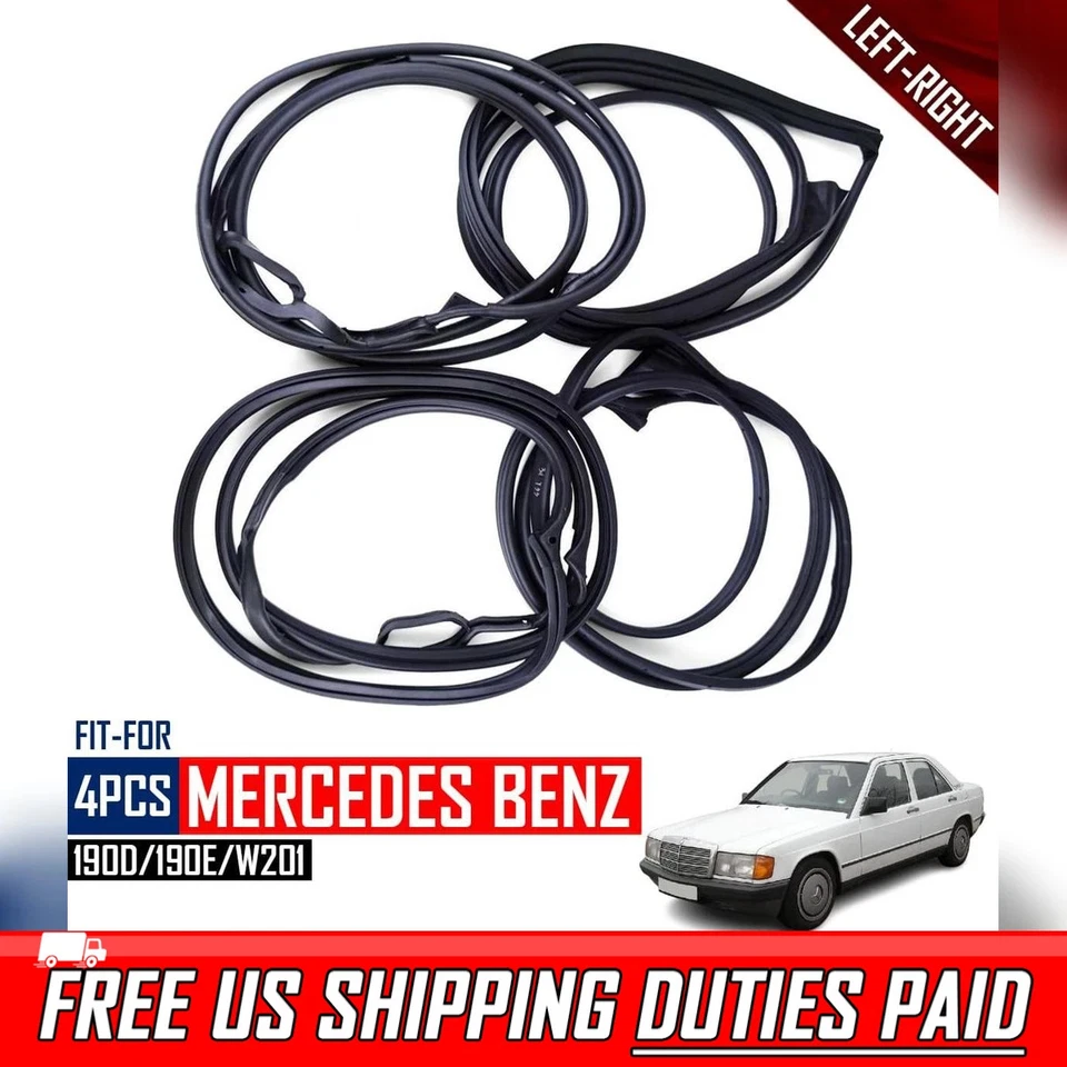 Weatherstrip Door Seal Rubber Front Rear For 84-93 Mercedes Benz 190D 190E W201 - Image 1 of 4
