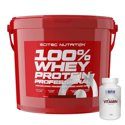 Scitec Nutrition 100% Whey Protein Professional 5000 gr 5kg Proteine + Multivit - Immagine 1 di 3