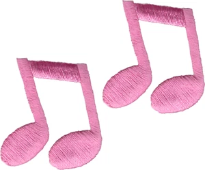 Set Of 2 Patches - Pink Eighth Music Notes Beamed Embroidered Iron On Gift 22084 - Picture 1 of 1