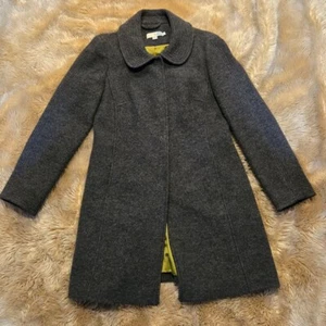 Boden Women's size 8 Gray 100% Wool Button Down Pea Coat with Green Lining - Picture 1 of 6