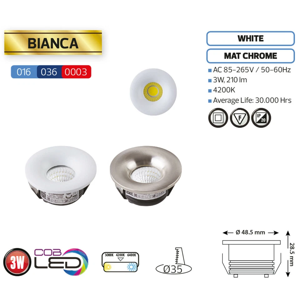 Mini LED Einbauspot Einbauleuchte Klein Spot Lampe Rund Eckig Chrom Edelstahl - Bild 1 von 1