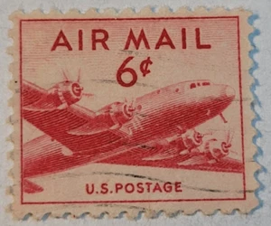 USA Postage ~ AIR MAIL ~ Red 5₵ Cent Stamp ~ Cancelled/Posted ~ Q26 - Bild 1 von 6