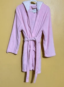 Pj Couture Girls Pink Hooded Fleece Robe Size S/M  Belted Pockets Unicorn - Picture 1 of 5