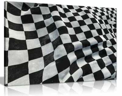 F1 Racing Chequered Flag Boys Bedroom Canvas Wall Art Picture Print - Image 1 of 4