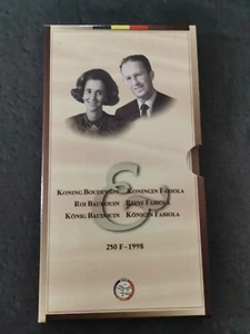 COFFRET 250 FRANCS ARGENT 1998 BE FABIOLA & BAUDOIN BELGIQUE 18000 EX. PROOF SET - Picture 1 of 5