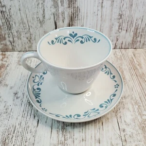 Taza y platillo de café de lujo azul franciscano vintage años 60 blanco - Imagen 1 de 9