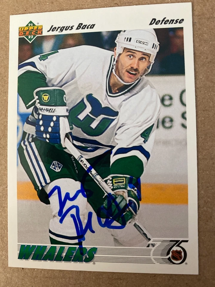 Jergus Baca  SIGNED CARD  1991-92 UPPER DECK HOCKEY CARD AUTOGRAPHED - Image 1 of 1