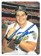 JOSE CANSECO Autographed Signed 1990 Mother's Cookies card #1 Oakland A's COA