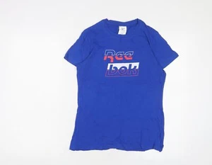 Reebok Womens Blue Cotton Basic T-Shirt Size 12 Crew Neck - Logo - Picture 1 of 10