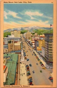Postkarte Main Street Salt Lake City Utah Leinen unbesendet - Bild 1 von 2