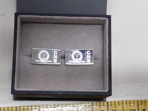 Ox and Bull Silver CNS Logo Cufflinks Men’s Formal Dress Shirt Accessory Boxed - Picture 1 of 3
